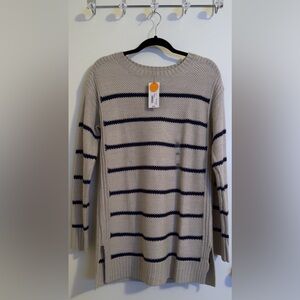 a.n.a oatmeal and navy striped sweater